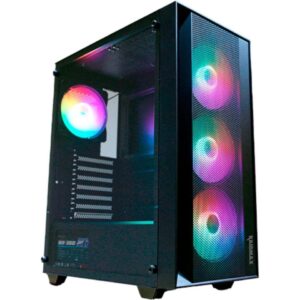 Raidmax V100 Gaming Case with 4 Pre-Installed Rainbow Fans, ATX Mid Tower Case, Gaming PC Black